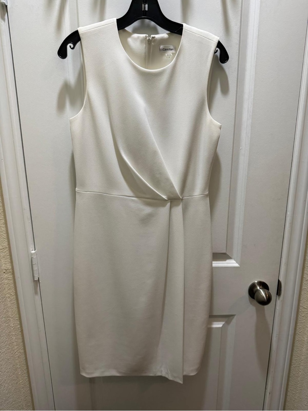 Calvin Klein Ivory Draped Sheath Dress